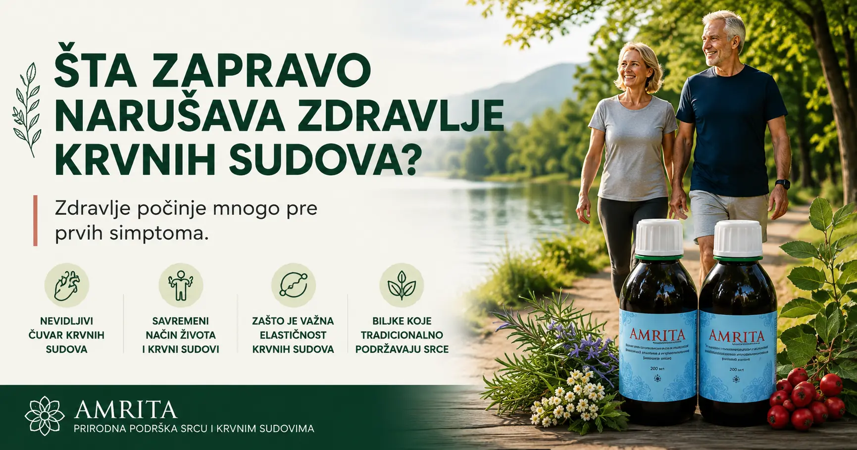 Amrita prirodna biljna podrška za zdravlje srca i krvnih sudova uz aktivan način života